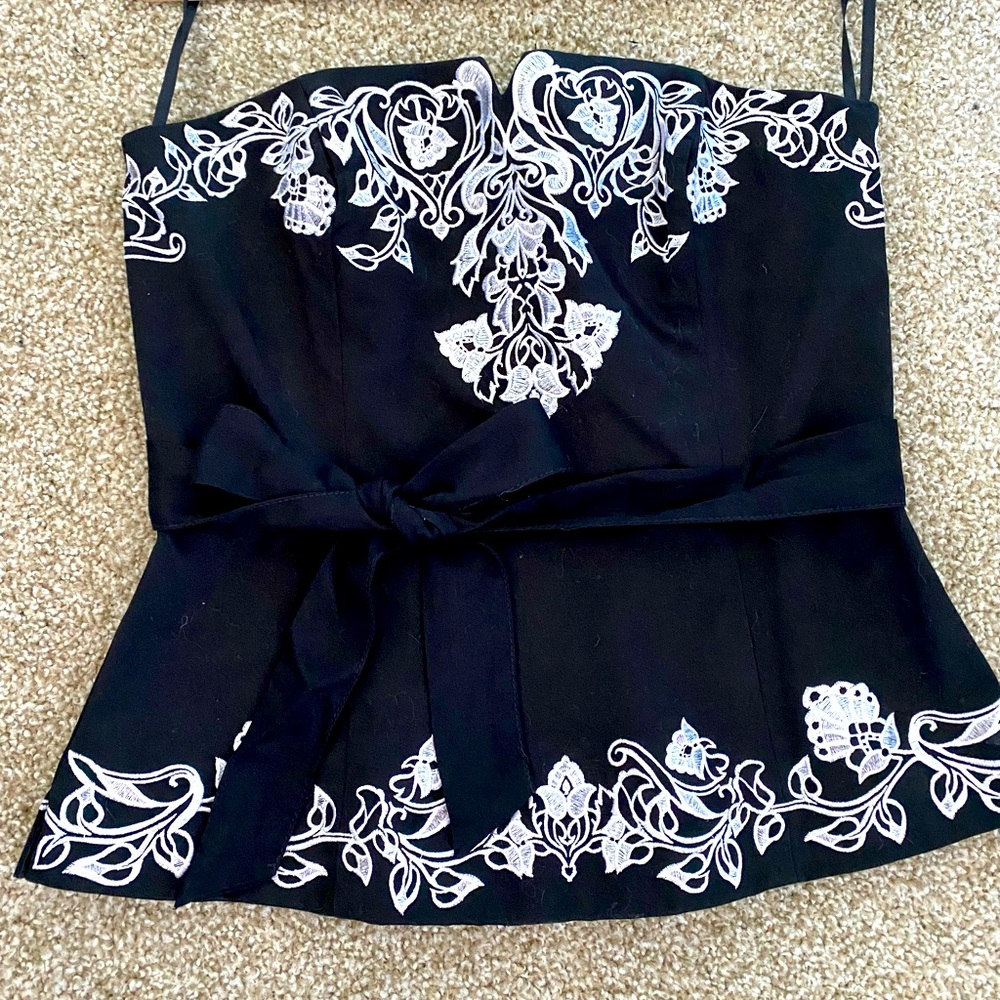 Black Strapless Bustier Top with Sash